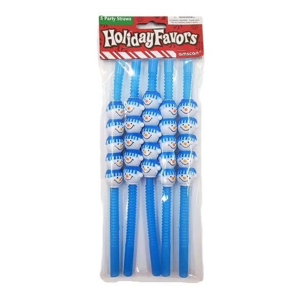 Vintage “Amscan – Holiday Favors” Snowman Straws – Set of 5 – NEW - Picture 2 of 4